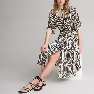 LA REDOUTE COLLECTIONS Lange jurk met opstaande kraag, dierenprint