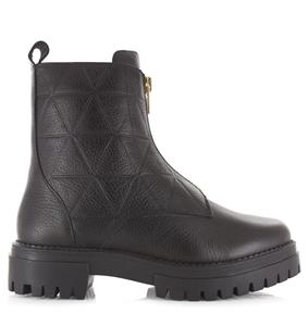 Leren boots met front zip Zwart Leer Biker boots Dames