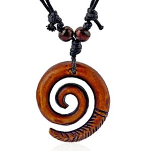 LGT JWLS Touw Ketting voor Mannen met Bruine Ronde Kettinghanger van Hars