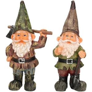 Farmwood Animals Combi van 2x tuinkabouters van 24 cm - met bijl/met schop -