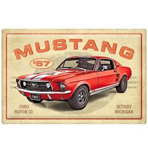 Fiftiesstore Metalen Bord 40 x 60cm Ford Mustang - GT 1967 Rood