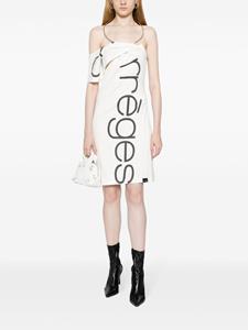 Courrèges logo-print one-shoulder dress - Wit