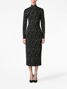 Carolina Herrera leopard-jacquard long-sleeved dress - Grijs