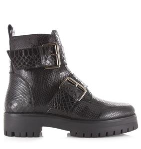 Bikerboot met ritssluiting Zwart Leer Biker boots Dames