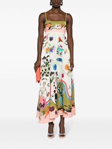 ALEMAIS Evergreen printed linen dress - Beige