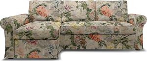 Bemz IKEA - Hoes voor slaapbank Backabro met chaise longue, Delft Flower - Tuberose, Linnen