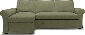 Bemz IKEA - Hoes voor slaapbank Backabro met chaise longue, Meadow Green, BOUCLÉ EN TEXTUUR