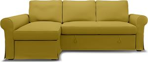 Bemz IKEA - Hoes voor slaapbank Backabro met chaise longue, Olive Oil, Katoen