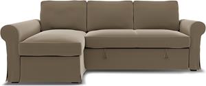 Bemz IKEA - Hoes voor slaapbank Backabro met chaise longue, Taupe, Fluweel