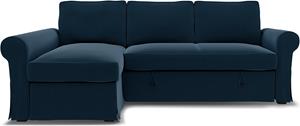 Bemz IKEA - Hoes voor slaapbank Backabro met chaise longue, Midnight, Fluweel