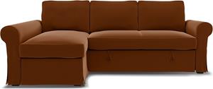 Bemz IKEA - Hoes voor slaapbank Backabro met chaise longue, Cinnamon, Fluweel