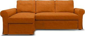 Bemz IKEA - Hoes voor slaapbank Backabro met chaise longue, Cognac, Fluweel