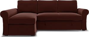 Bemz IKEA - Hoes voor slaapbank Backabro met chaise longue, Ground Coffee, Fluweel