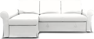 Bemz IKEA - Hoes voor slaapbank Backabro met chaise longue, Absolute White, Linnen