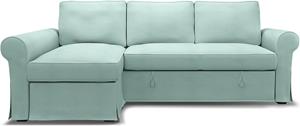 Bemz IKEA - Hoes voor slaapbank Backabro met chaise longue, Mineral Blue, Linnen