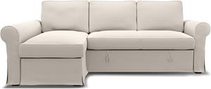 Bemz IKEA - Hoes voor slaapbank Backabro met chaise longue, Chalk, Linnen