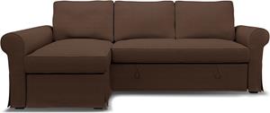 Bemz IKEA - Hoes voor slaapbank Backabro met chaise longue, Chocolate, Linnen