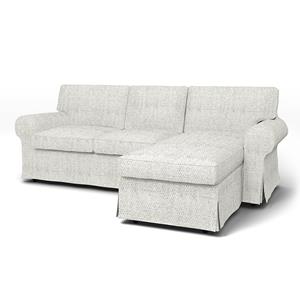 Bemz IKEA - Hoes voor 3-zitsbank Ektorp met chaise longue, Ivory, BOUCLÉ EN TEXTUUR