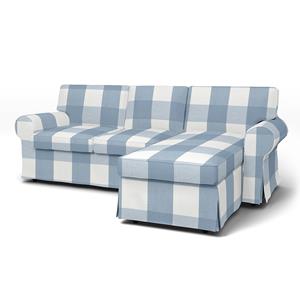 Bemz IKEA - Hoes voor 3-zitsbank Ektorp met chaise longue, Sky Blue, Linnen