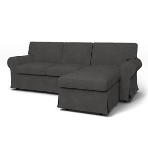 Bemz IKEA - Hoes voor 3-zitsbank Ektorp met chaise longue, Espresso, Linnen