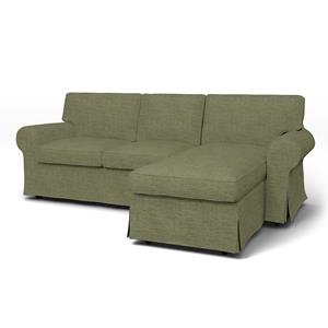 Bemz IKEA - Hoes voor 3-zitsbank Ektorp met chaise longue, Meadow Green, BOUCLÉ EN TEXTUUR