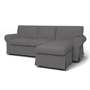 Bemz IKEA - Hoes voor 3-zitsbank Ektorp met chaise longue, Smoked Pearl, Katoen