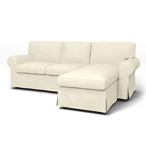 Bemz IKEA - Hoes voor 3-zitsbank Ektorp met chaise longue, Sand Beige, Katoen