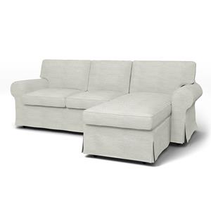 Bemz IKEA - Hoes voor 3-zitsbank Ektorp met chaise longue, Silver Grey, Katoen
