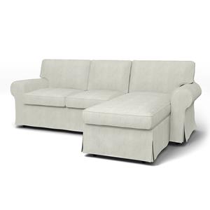 Bemz IKEA - Hoes voor 3-zitsbank Ektorp met chaise longue, Silver Grey, Katoen