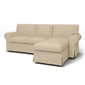 Bemz IKEA - Hoes voor 3-zitsbank Ektorp met chaise longue, Unbleached, Linnen