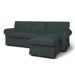 Bemz IKEA - Hoes voor 3-zitsbank Ektorp met chaise longue, Graphite Grey, Linnen
