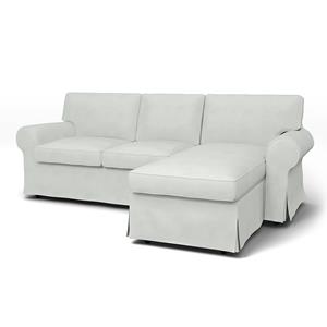 Bemz IKEA - Hoes voor 3-zitsbank Ektorp met chaise longue, Silver Grey, Linnen