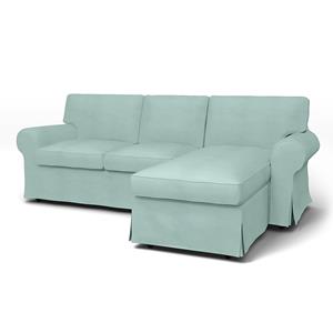 Bemz IKEA - Hoes voor 3-zitsbank Ektorp met chaise longue, Mineral Blue, Linnen