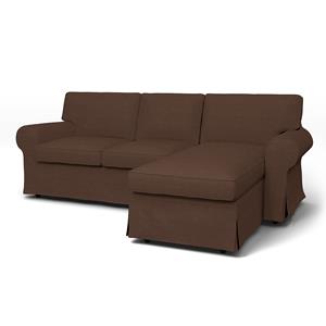 Bemz IKEA - Hoes voor 3-zitsbank Ektorp met chaise longue, Chocolate, Linnen