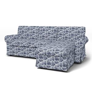 Bemz IKEA - Hoes voor 3-zitsbank Ektorp met chaise longue, Dark Blue, BOUCLÉ EN TEXTUUR
