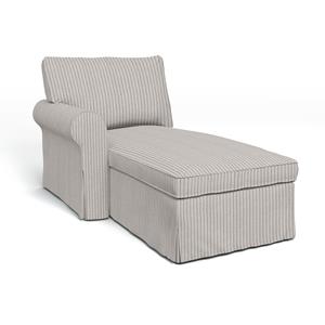 Bemz IKEA - Hoes voor chaise longue Ektorp met armleuning links, Silver Grey, Katoen