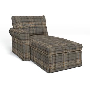 Bemz IKEA - Hoes voor chaise longue Ektorp met armleuning links, Bark Brown, WOL