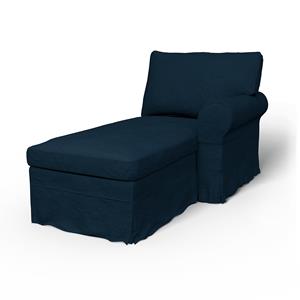 Bemz IKEA - Hoes voor chaise longue Ektorp met armleuning rechts, Midnight, Fluweel