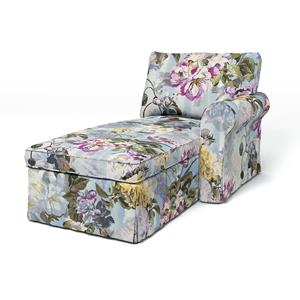 Bemz IKEA - Hoes voor chaise longue Ektorp met armleuning rechts, Ivy Green, Linnen