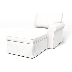 Bemz IKEA - Hoes voor chaise longue Ektorp met armleuning rechts, Absolute White, Linnen