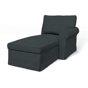Bemz IKEA - Hoes voor chaise longue Ektorp met armleuning rechts, Graphite Grey, Linnen