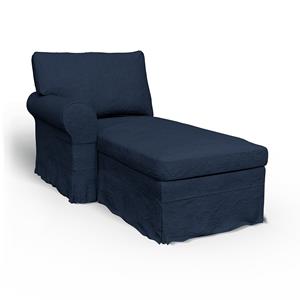 Bemz IKEA - Hoes voor chaise longue Ektorp met armleuning links, Navy Blue, Linnen