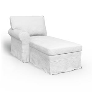 Bemz IKEA - Hoes voor chaise longue Ektorp met armleuning links, Absolute White, Linnen