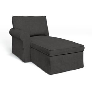 Bemz IKEA - Hoes voor chaise longue Ektorp met armleuning links, Espresso, Linnen