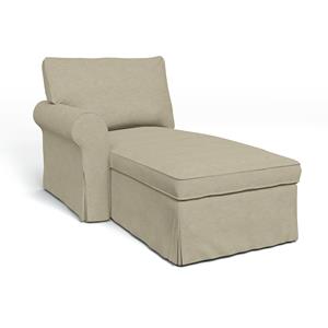 Bemz IKEA - Hoes voor chaise longue Ektorp met armleuning links, Soft White, Moody Seventies Collection