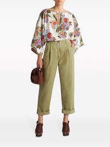 ETRO cropped herringbone-pattern cotton chinos - Groen