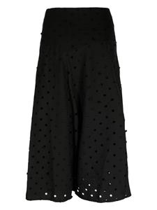 Y's polka dot gabardine cropped trousers - Zwart