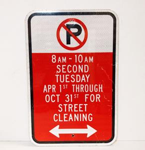 Fiftiesstore Street Cleaning No Parking Origineel Verkeersbord - 46 x 30cm