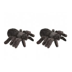 2x stuks pluche tarantula spinnen knuffels 16 cm -