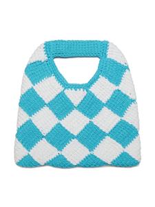 Marni Kids Diamond geruite gehaakte tas - Blauw